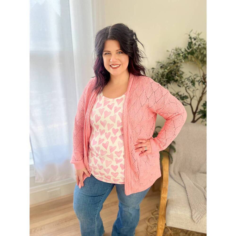 NEW MICHELLE MAE open knit cardigan in rose